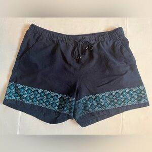 Joe Fresh Dark Blue Women's Shorts with Turquoise Pattern